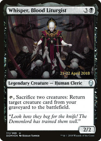 Whisper, Blood Liturgist [Dominaria Promos] | Tabernacle Games