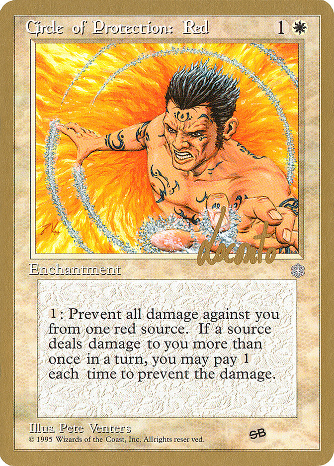 Circle of Protection: Red (Michael Loconto) (SB) (ICE) [Pro Tour Collector Set] | Tabernacle Games