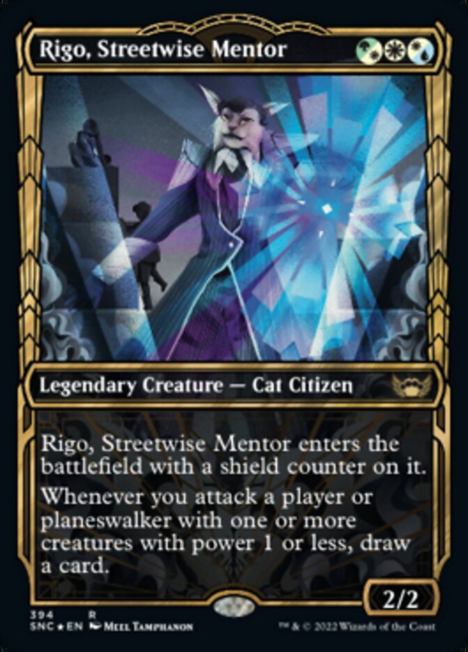 Rigo, Streetwise Mentor (Showcase Golden Age Gilded Foil) [Streets of New Capenna] | Tabernacle Games