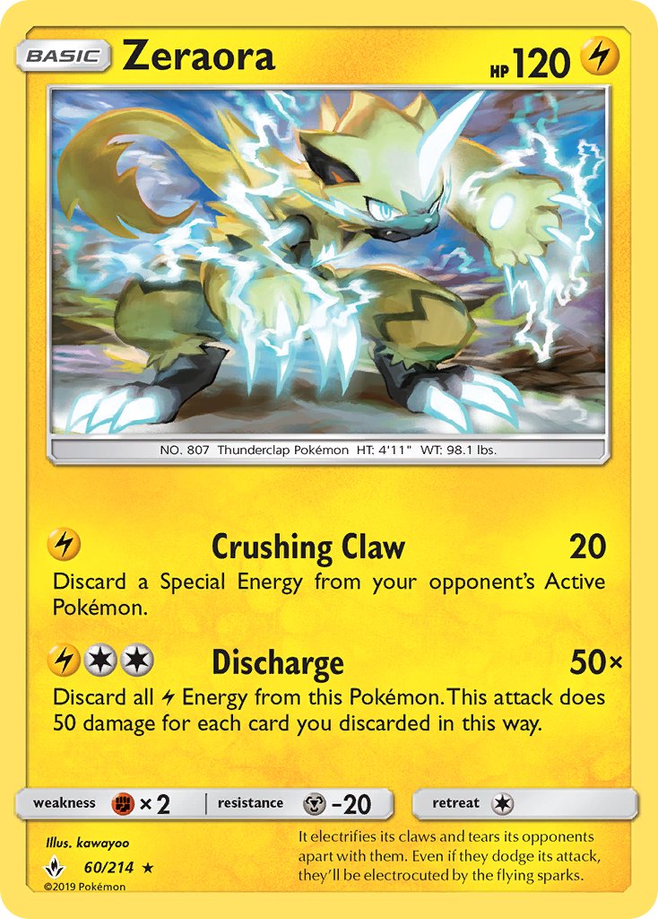 Zeraora (60/214) (Cracked Ice Holo) (Theme Deck Exclusive) [Sun & Moon: Unbroken Bonds] | Tabernacle Games