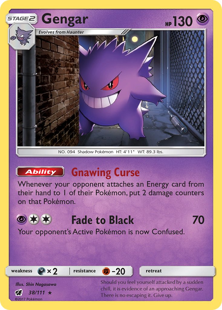 Gengar (38/111) (Prerelease Kit Exclusive) (Theme Deck Exclusive) [Sun & Moon: Crimson Invasion] | Tabernacle Games