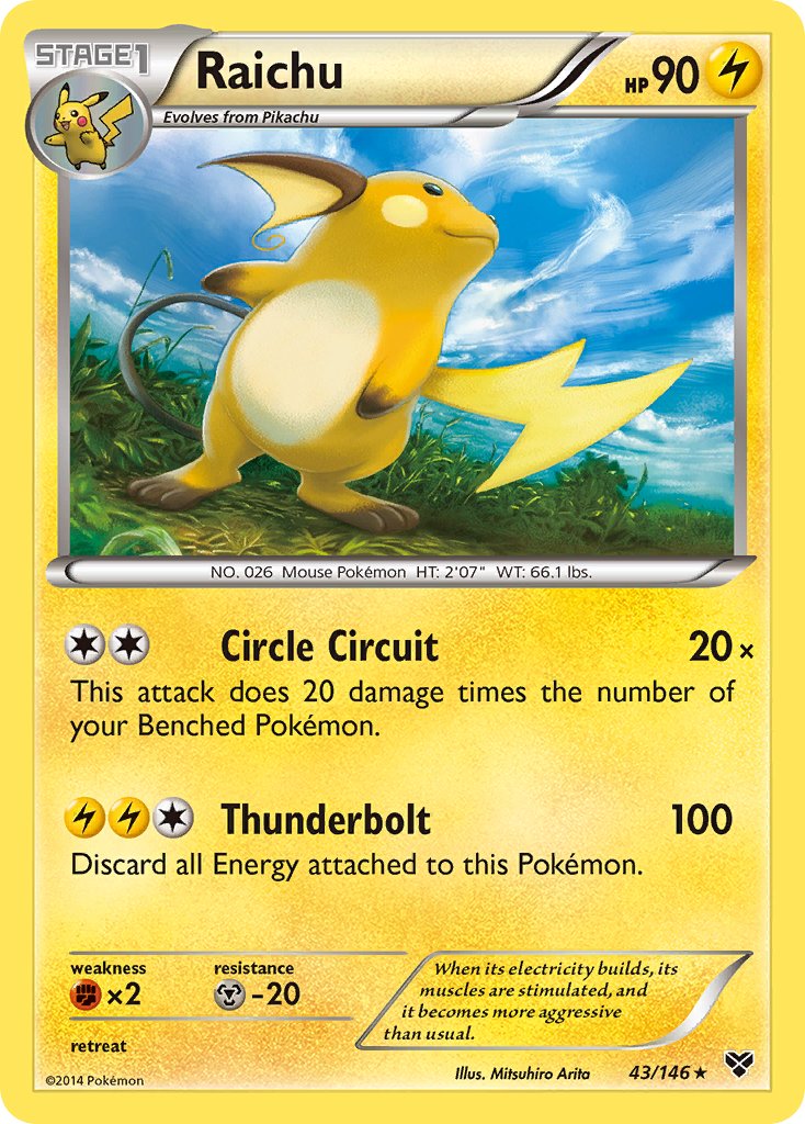 Raichu (43/146) (Battle Arena Deck Exclusive) (Theme Deck Exclusive) [XY: Base Set] | Tabernacle Games