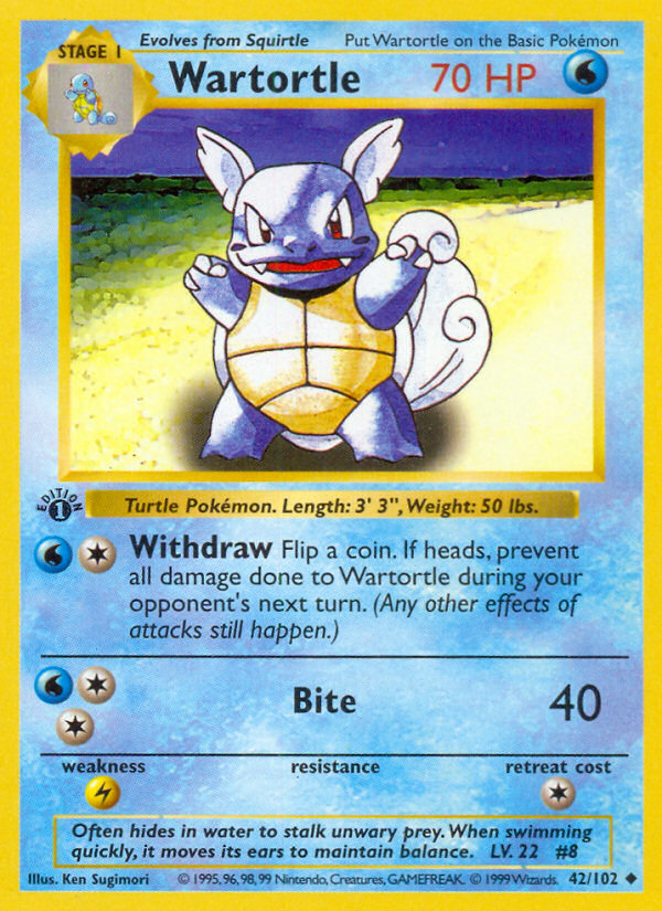 Wartortle (42/102) (Shadowless) [Base Set 1st Edition] | Tabernacle Games