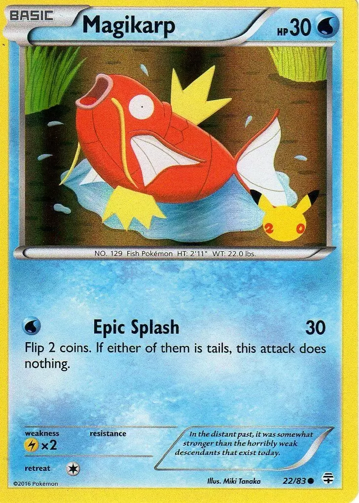 Magikarp (22/83) (20th Anniversary Stamp) [XY: Generations] | Tabernacle Games