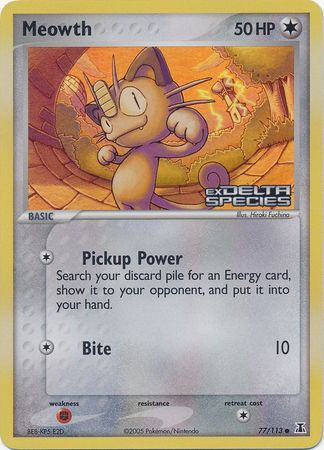 Meowth (77/113) (Stamped) [EX: Delta Species] | Tabernacle Games