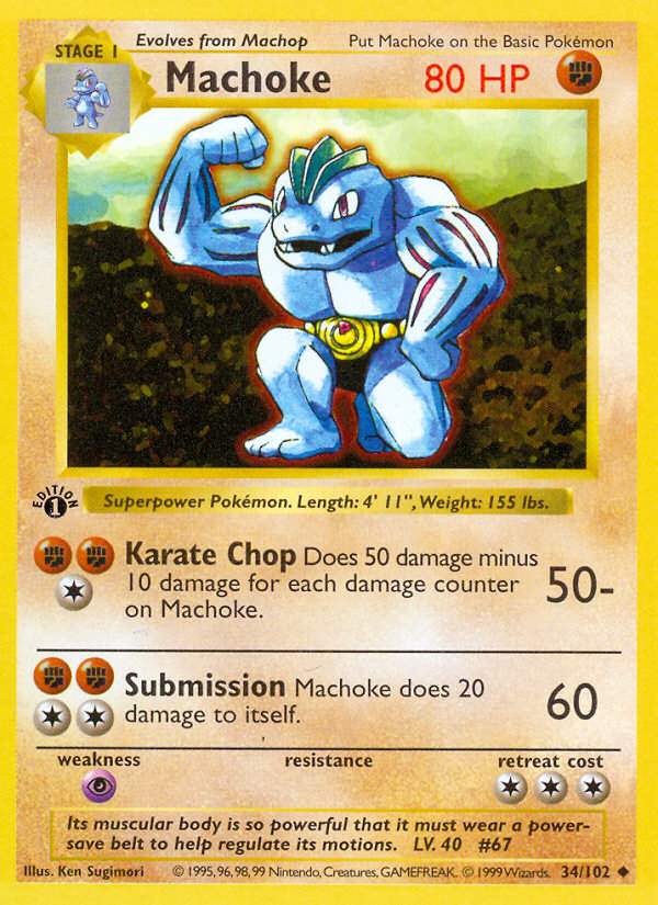 Machoke (34/102) (Shadowless) [Base Set 1st Edition] | Tabernacle Games