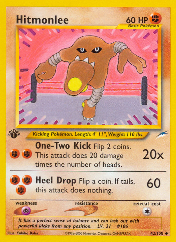 Hitmonlee (42/105) [Neo Destiny 1st Edition] | Tabernacle Games