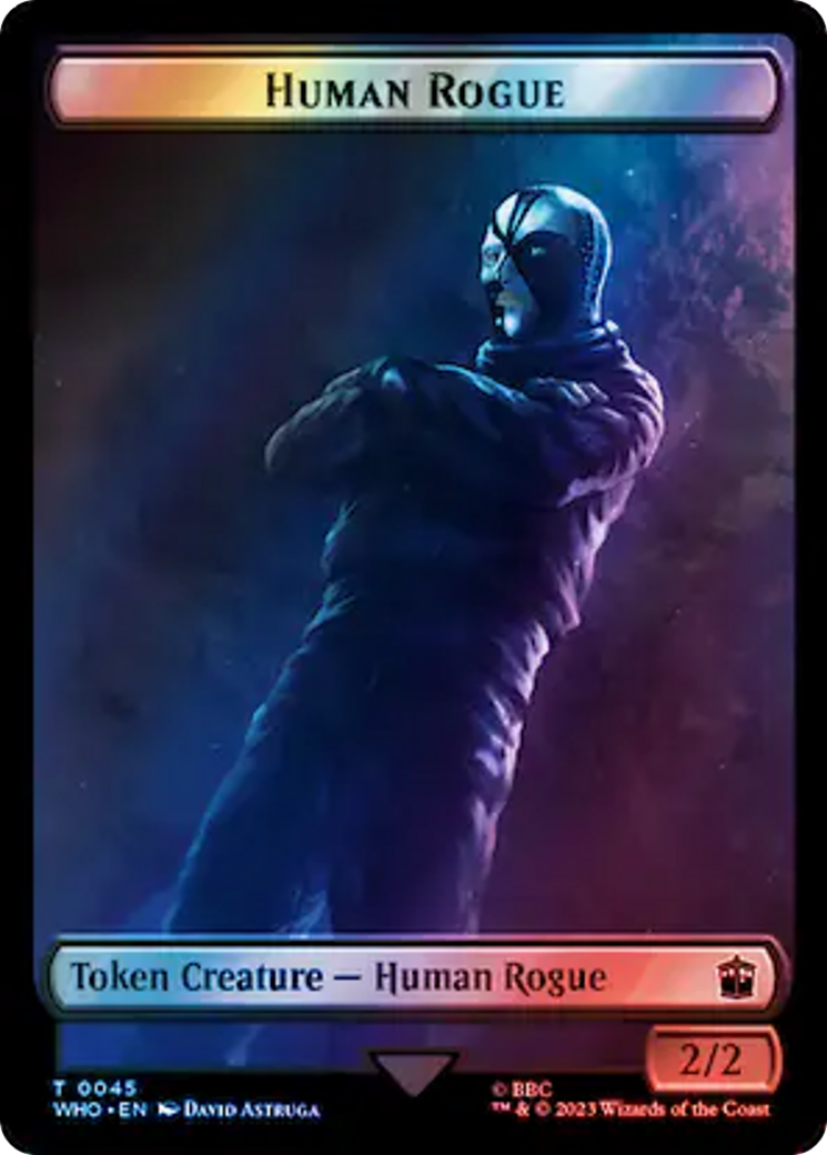 Human Rogue // Dinosaur Double-Sided Token (Surge Foil) [Doctor Who Tokens] | Tabernacle Games