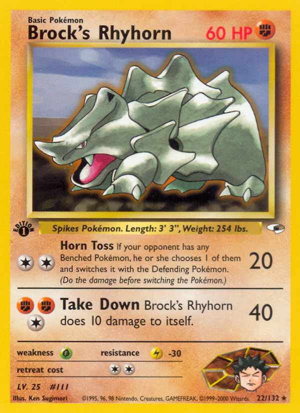 Brock's Rhyhorn (22/132) [Gym Heroes 1st Edition] | Tabernacle Games