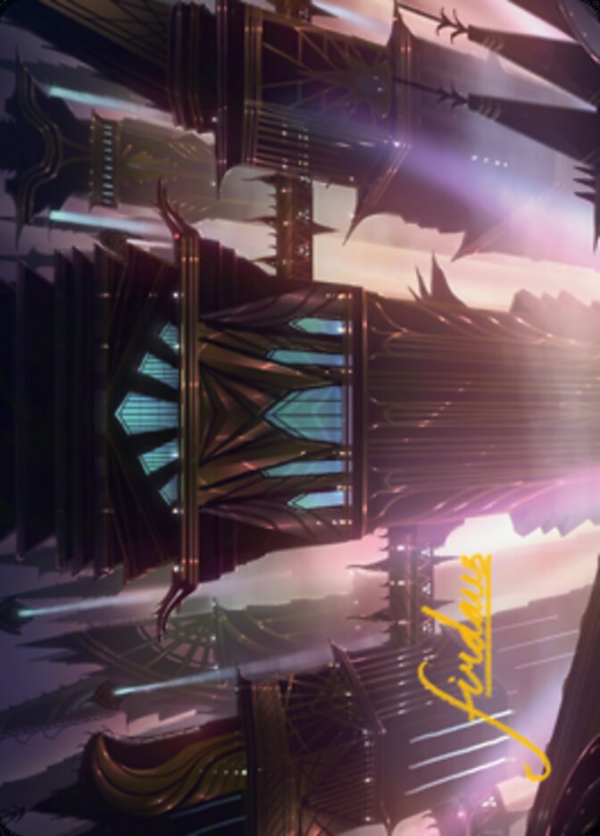 Skybridge Towers Art Card (Gold-Stamped Signature) [Streets of New Capenna Art Series] | Tabernacle Games