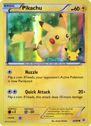 Pikachu (26/83) (20th Anniversary) [XY: Generations] | Tabernacle Games