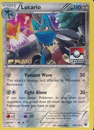 Lucario (63/124) (League Promo 1st Place) [XY: Fates Collide] | Tabernacle Games