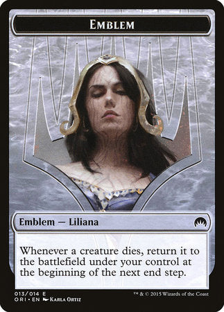 Emblem - Liliana, Defiant Necromancer [Magic Origins Tokens] | Tabernacle Games