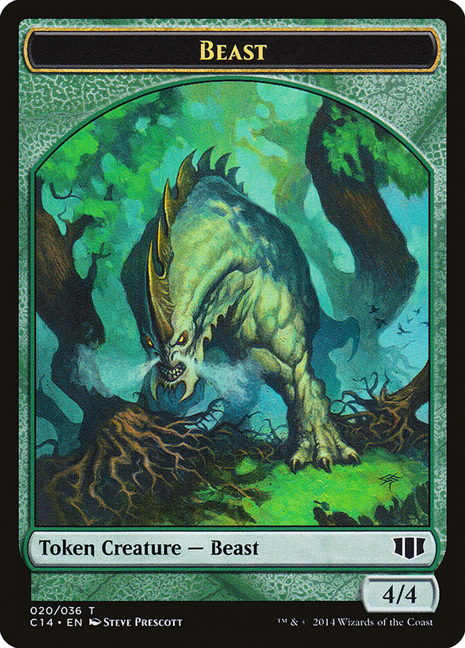 Elf Druid // Beast (020/036) Double-sided Token [Commander 2014 Tokens] | Tabernacle Games