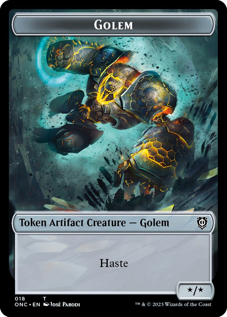 The Monarch // Golem Double-Sided Token [Phyrexia: All Will Be One Commander Tokens] | Tabernacle Games