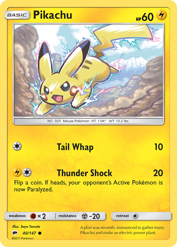 Pikachu (40/147) [Sun & Moon: Burning Shadows] | Tabernacle Games