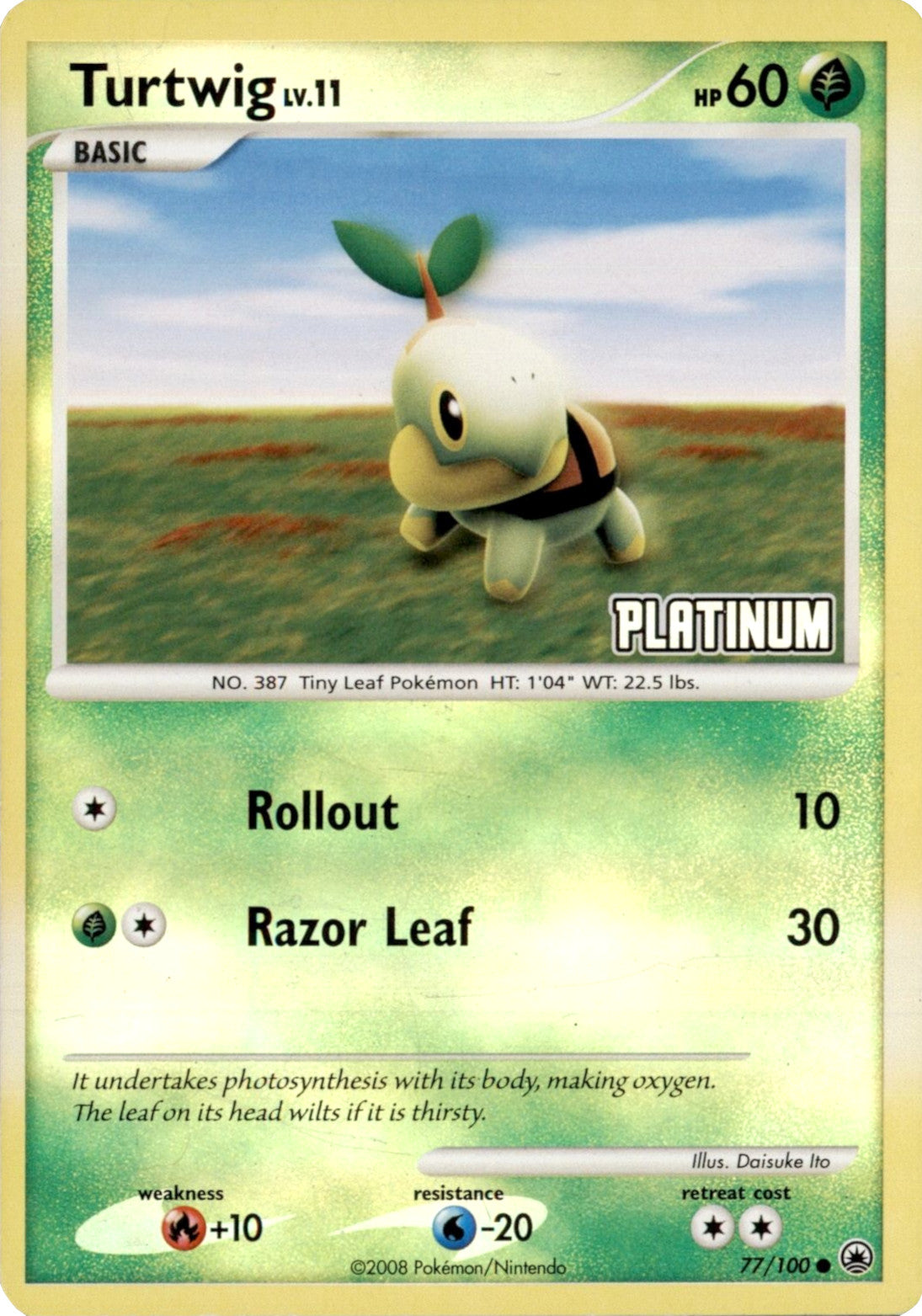 Turtwig LV.11 (77/100) (Platinum) [Burger King Promos: 2008 Collection] | Tabernacle Games