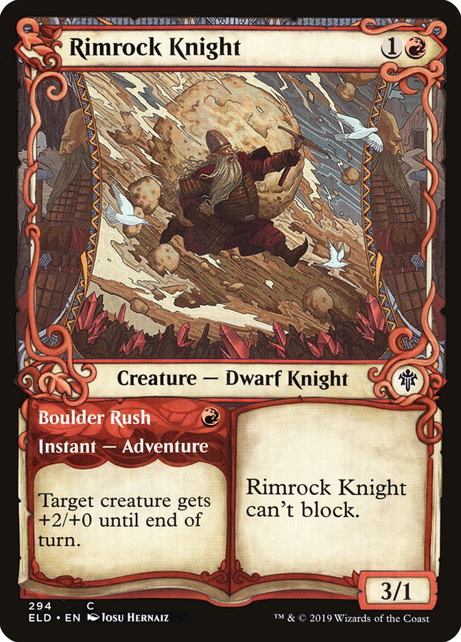 Rimrock Knight // Boulder Rush (Showcase) [Throne of Eldraine] | Tabernacle Games