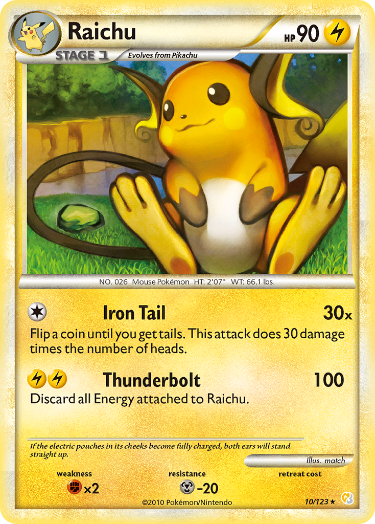 Raichu (10/123) [HeartGold & SoulSilver: Base Set] | Tabernacle Games