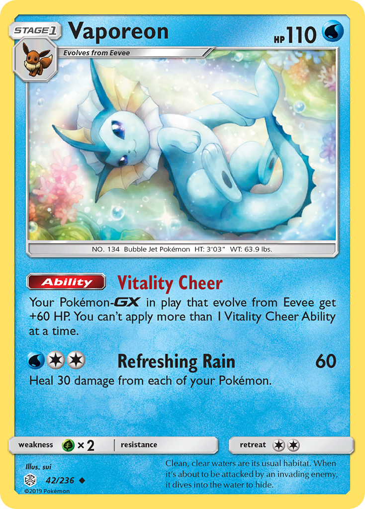 Vaporeon (42/236) [Sun & Moon: Cosmic Eclipse] | Tabernacle Games