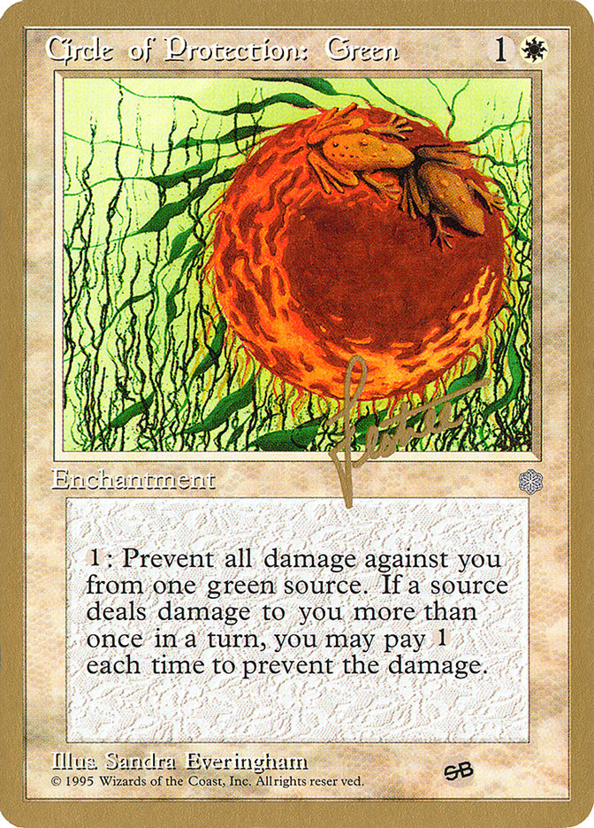 Circle of Protection: Green (Bertrand Lestree) (SB) (ICE) [Pro Tour Collector Set] | Tabernacle Games