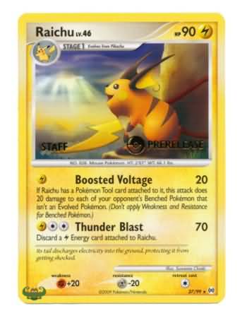 Raichu (27/99) (Staff Prerelease Promo) [Nintendo: Black Star Promos] | Tabernacle Games