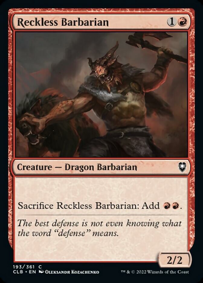 Reckless Barbarian [Commander Legends: Battle for Baldur's Gate] | Tabernacle Games