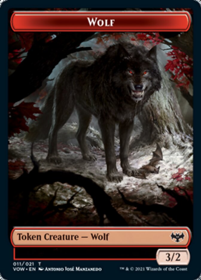 Wolf (011) // Wolf (014) Double-sided Token [Innistrad: Crimson Vow Tokens] | Tabernacle Games