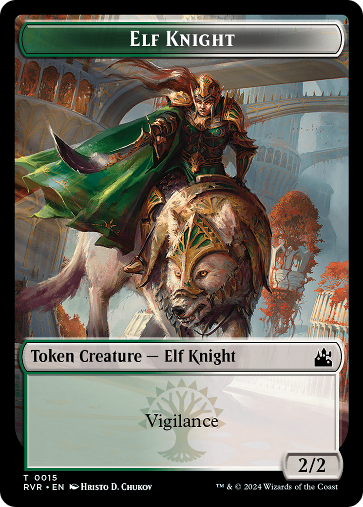 Elf Knight // Beast Double-Sided Token [Ravnica Remastered Tokens] | Tabernacle Games