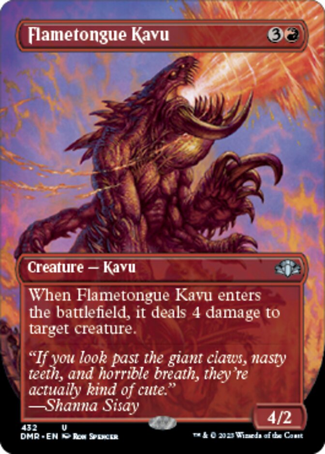 Flametongue Kavu (Borderless Alternate Art) [Dominaria Remastered] | Tabernacle Games