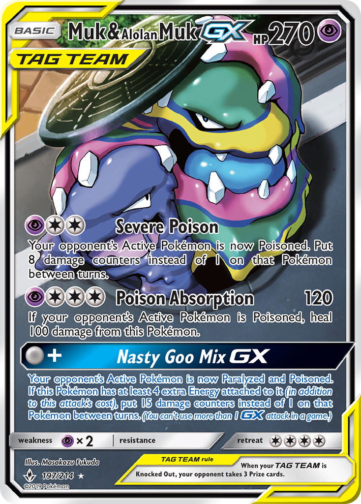 Muk & Alolan Muk GX (197/214) [Sun & Moon: Unbroken Bonds] | Tabernacle Games