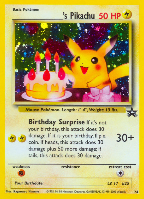 _____'s Pikachu (24) (Birthday Pikachu) [Wizards of the Coast: Black Star Promos] | Tabernacle Games