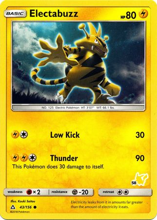 Electabuzz (43/156) (Pikachu Stamp #58) [Battle Academy 2020] | Tabernacle Games