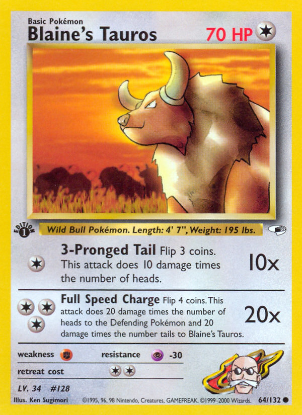 Blaine's Tauros (64/132) [Gym Heroes 1st Edition] | Tabernacle Games