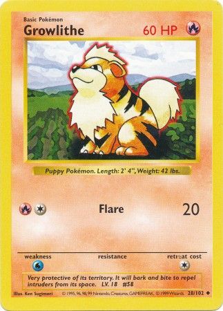 Growlithe (28/102) [Base Set Shadowless Unlimited] | Tabernacle Games