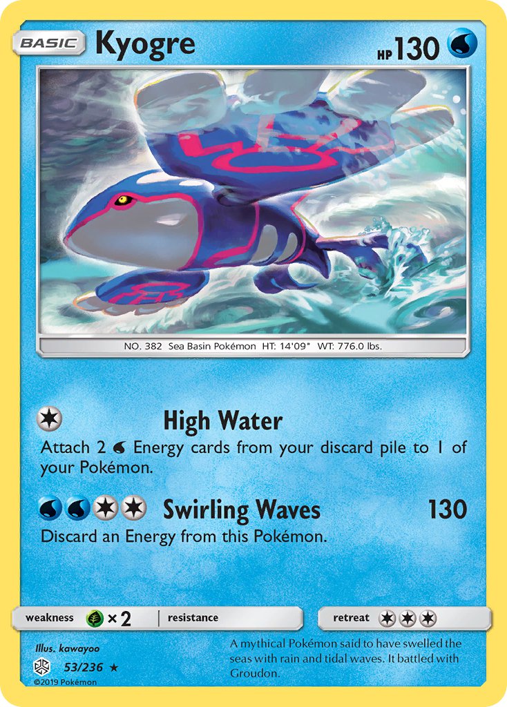 Kyogre (53/236) (Cracked Ice Holo) (Theme Deck Exclusive) [Sun & Moon: Cosmic Eclipse] | Tabernacle Games