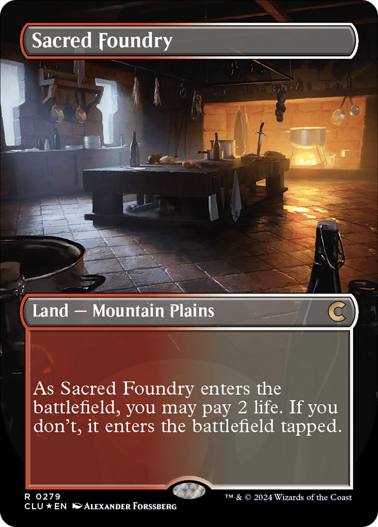 Sacred Foundry (Borderless) [Ravnica: Clue Edition] | Tabernacle Games