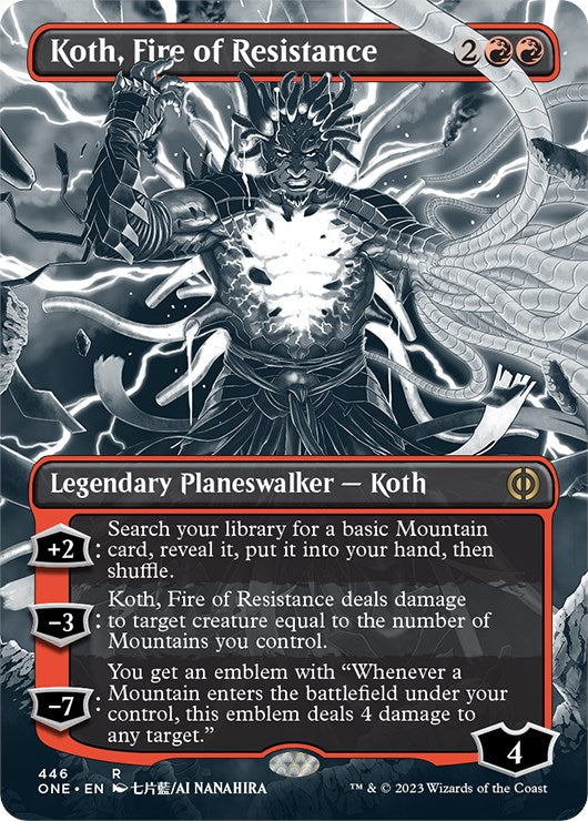 Koth, Fire of Resistance (Borderless Manga Step-and-Compleat Foil) [Phyrexia: All Will Be One] | Tabernacle Games