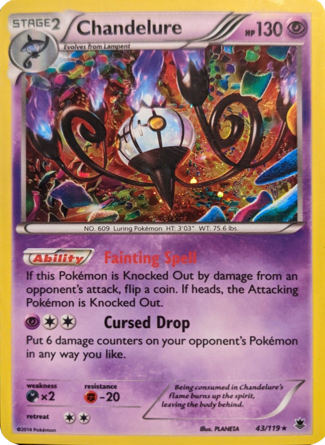 Chandelure (43/119) (Cosmos Holo) [XY: Phantom Forces] | Tabernacle Games