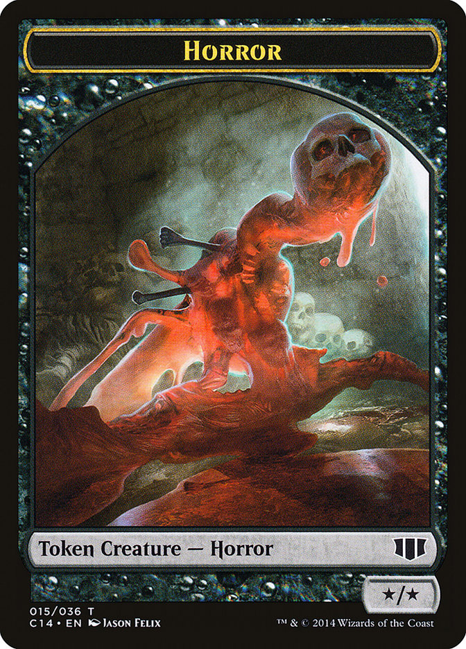 Horror // Zombie (016/036) Double-sided Token [Commander 2014 Tokens] | Tabernacle Games