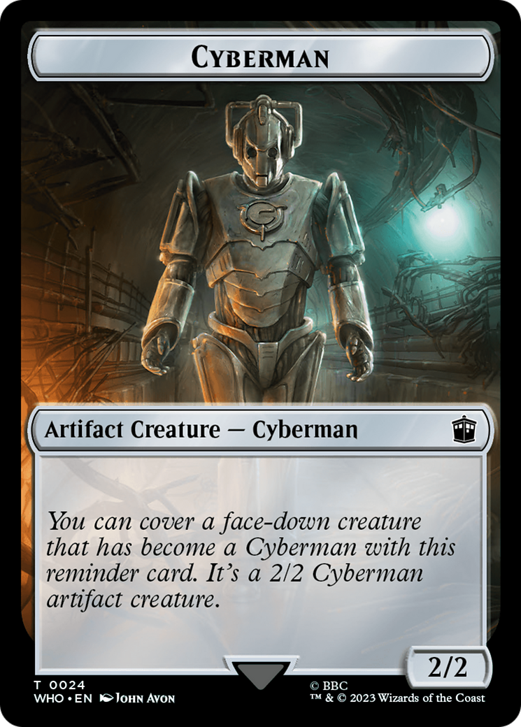 Human (0006) // Cyberman Double-Sided Token [Doctor Who Tokens] | Tabernacle Games