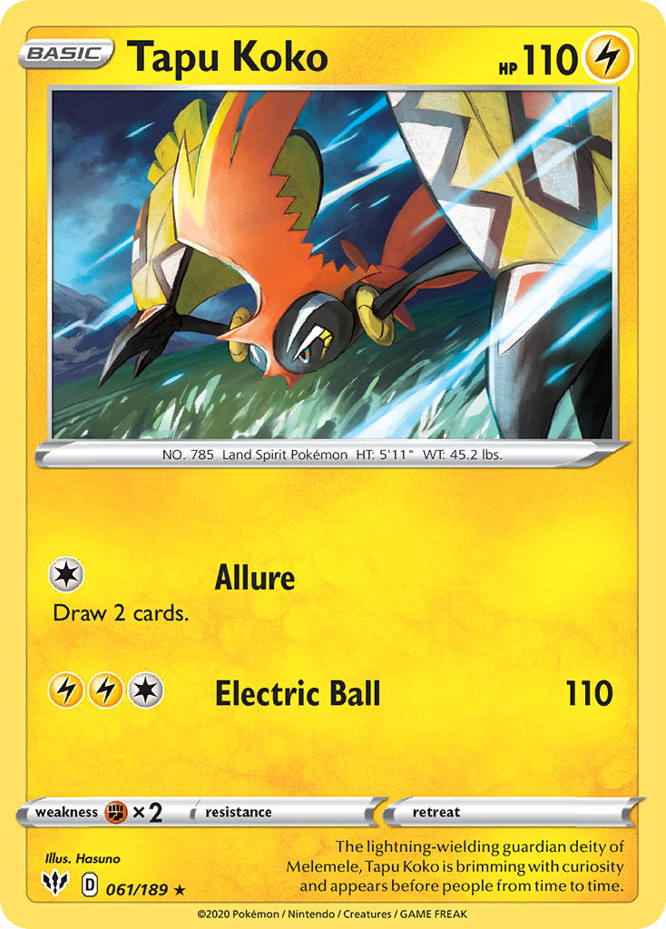 Tapu Koko (061/189) (Theme Deck Exclusive) [Sword & Shield: Darkness Ablaze] | Tabernacle Games