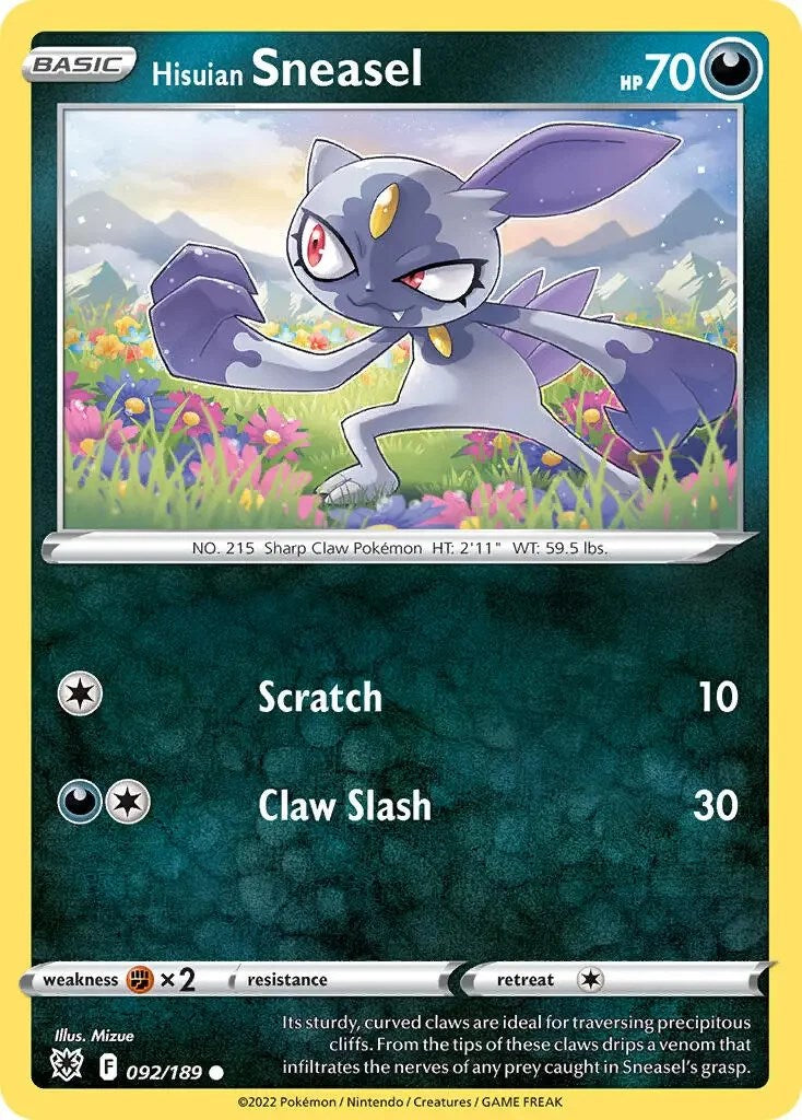 Hisuian Sneasel (092/189) (Theme Deck Exclusive) [Sword & Shield: Astral Radiance] | Tabernacle Games