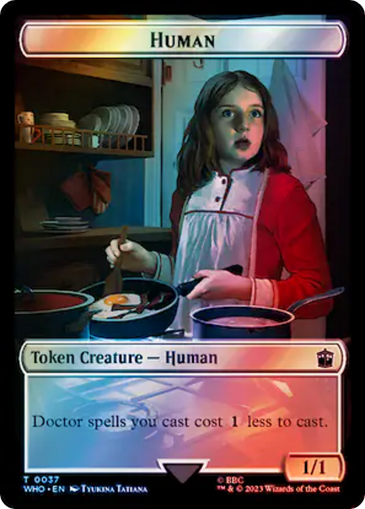 Human (0037) // Food (0057) Double-Sided Token (Surge Foil) [Doctor Who Tokens] | Tabernacle Games