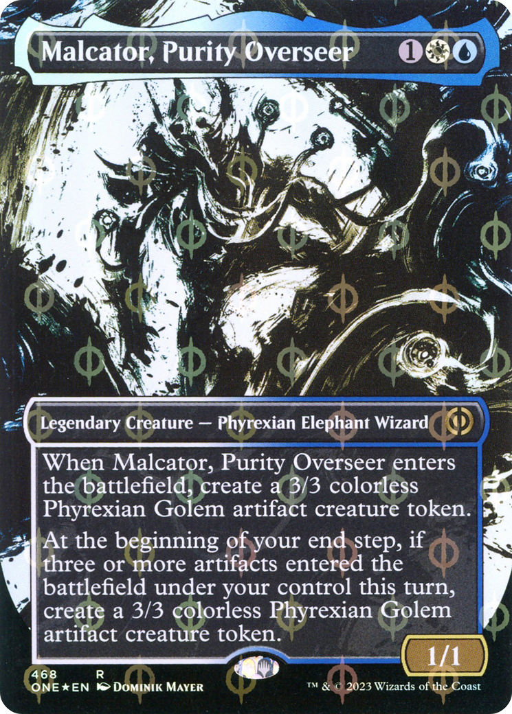 Malcator, Purity Overseer (Borderless Ichor Step-and-Compleat Foil) [Phyrexia: All Will Be One] | Tabernacle Games
