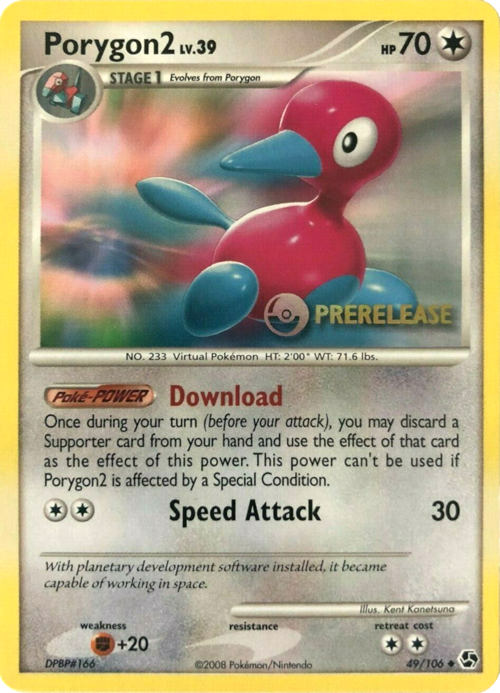 Porygon2 (49/106) (Prerelease Promo) [Diamond & Pearl: Black Star Promos] | Tabernacle Games