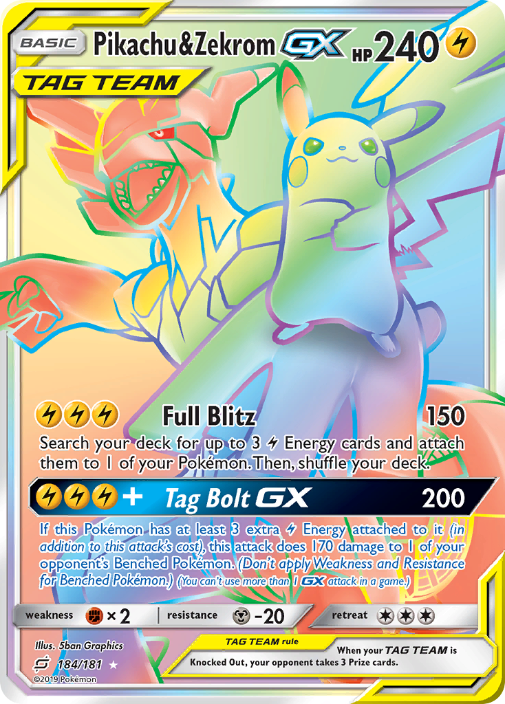 Pikachu & Zekrom GX (184/181) [Sun & Moon: Team Up] | Tabernacle Games