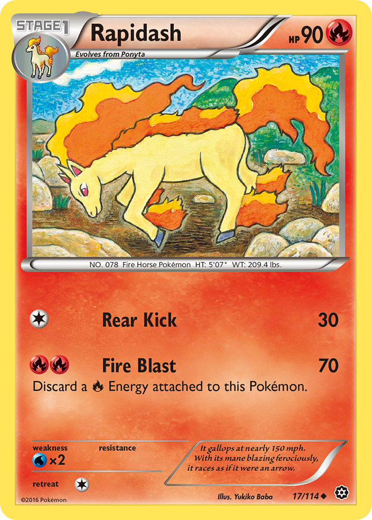 Rapidash (17/114) [XY: Steam Siege] | Tabernacle Games