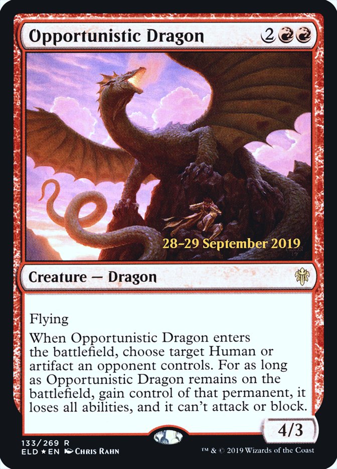 Opportunistic Dragon  [Throne of Eldraine Prerelease Promos] | Tabernacle Games