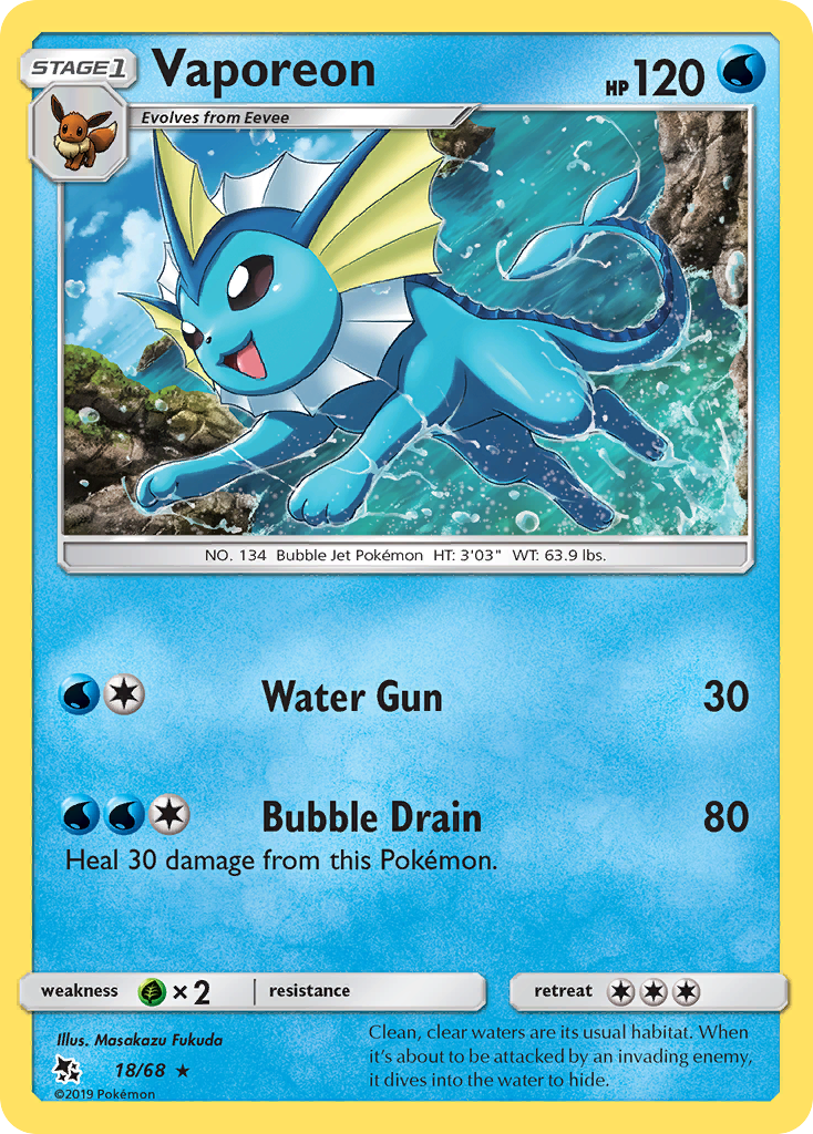 Vaporeon (18/68) [Sun & Moon: Hidden Fates] | Tabernacle Games